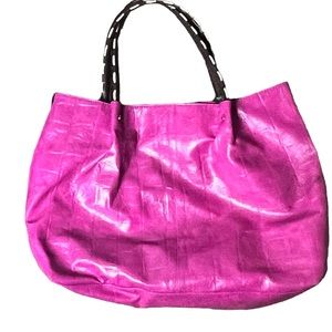 Ion | Pink faux leather shoulder bag vegan leather large capacity purse